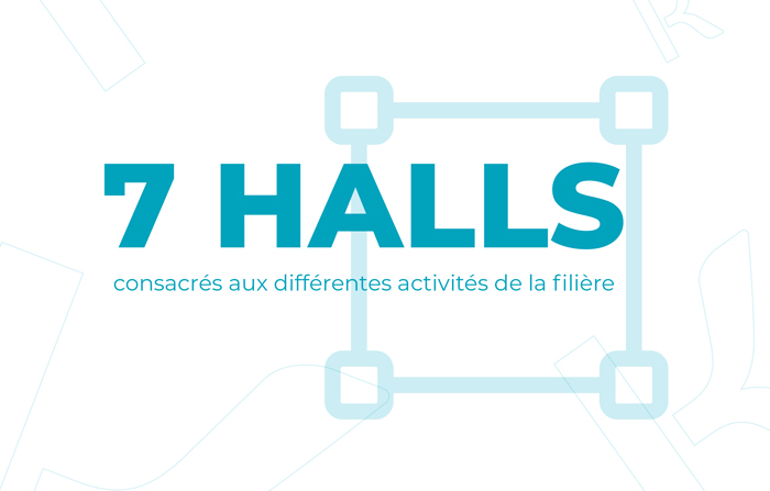 7 halls consacrés aux différentes activités de la filière